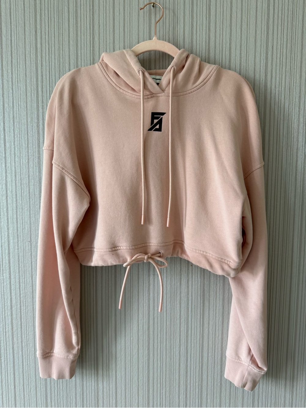 Faith Connexion Blush Cropped Drawstring Hoodie